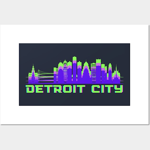 Detroit City Skyscraper Skyline Wall Art by Room Thirty Four